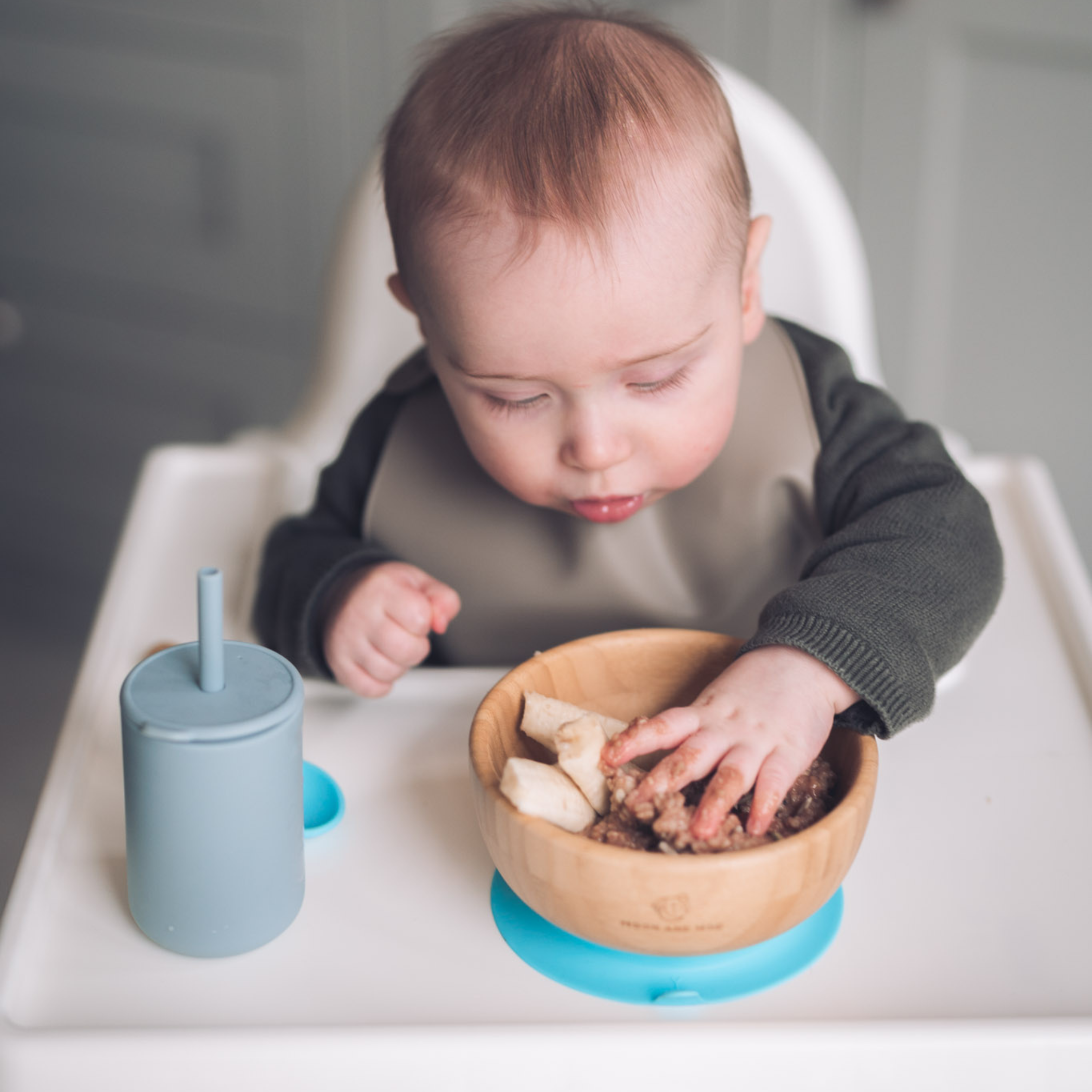 Bamboo Baby Bowl And Spoon Set With Suction Base - Weaning Feeding Set For 6+ Months