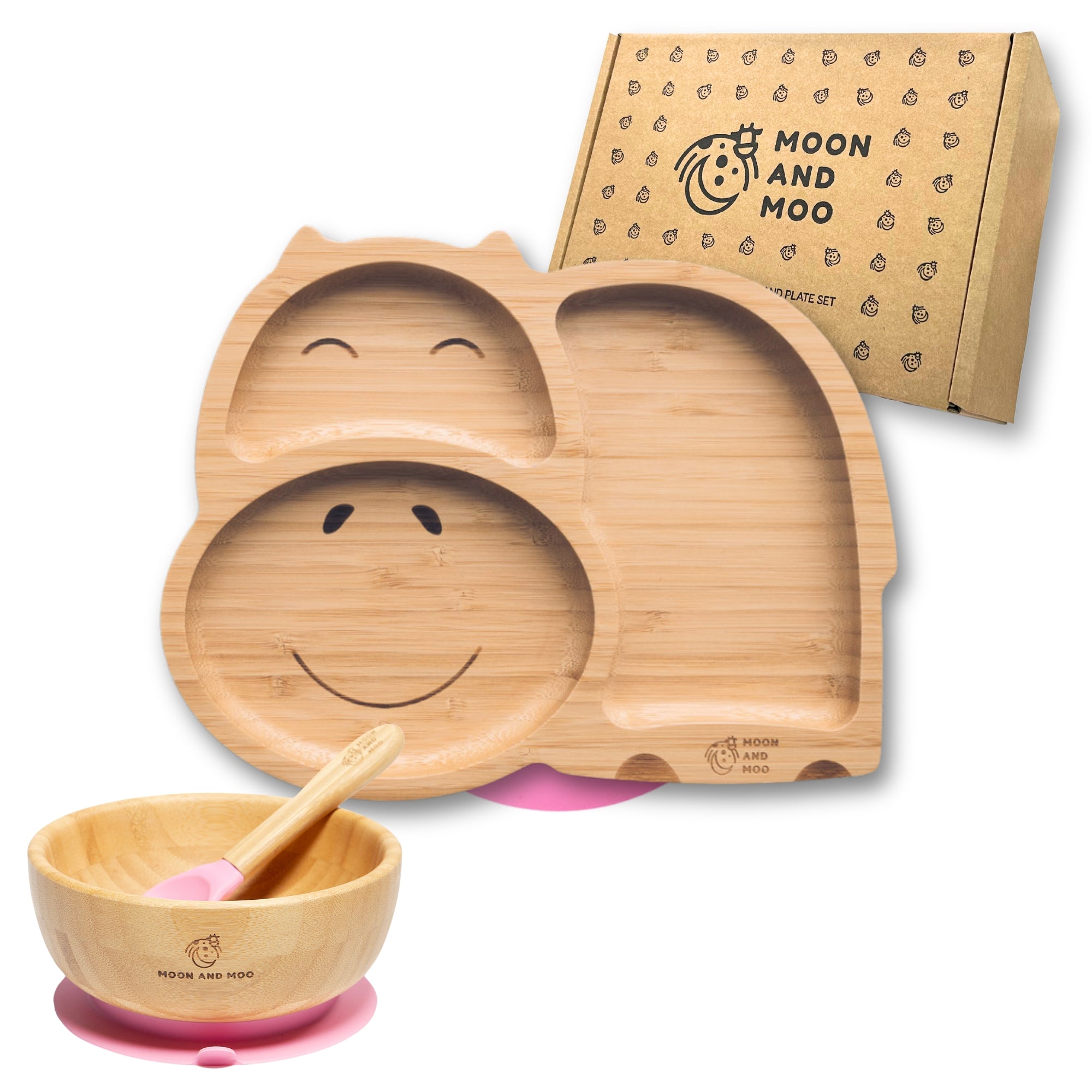 Bamboo Suction Hippo Plate & Bowl Set