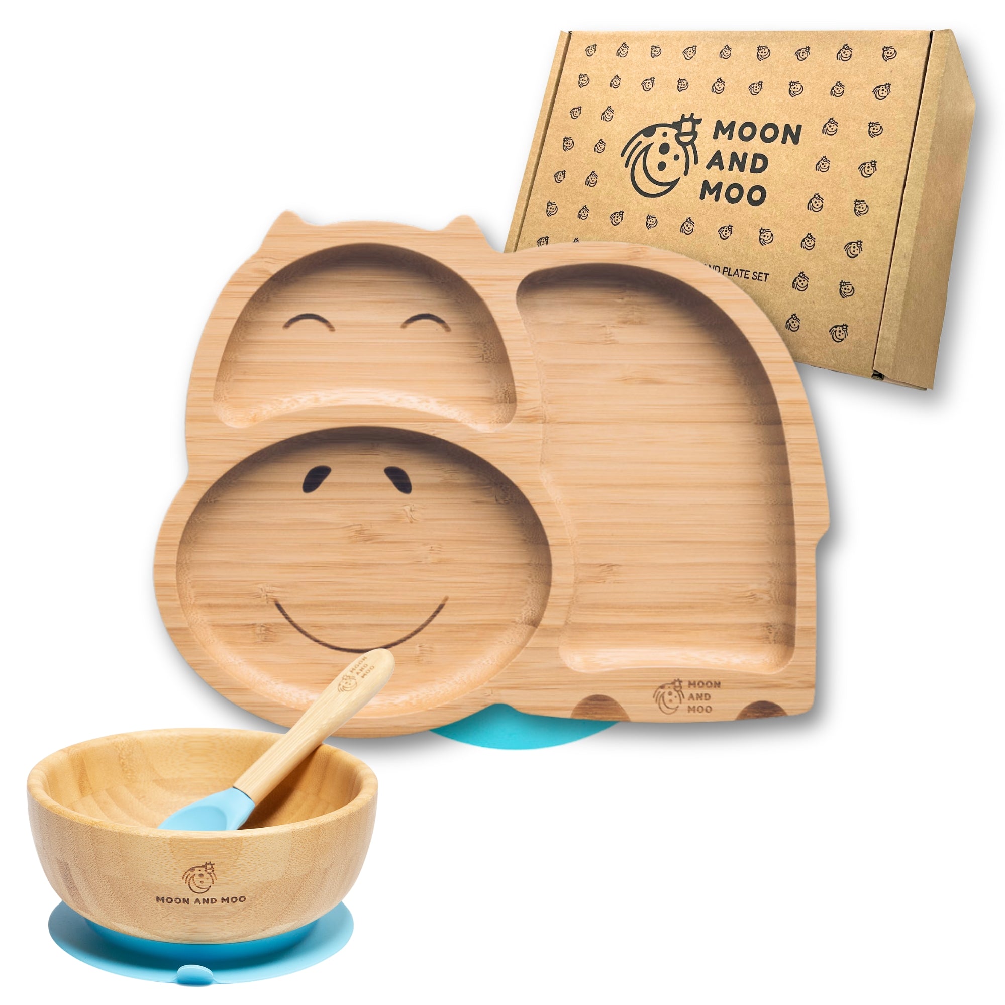 Bamboo Suction Hippo Plate & Bowl Set