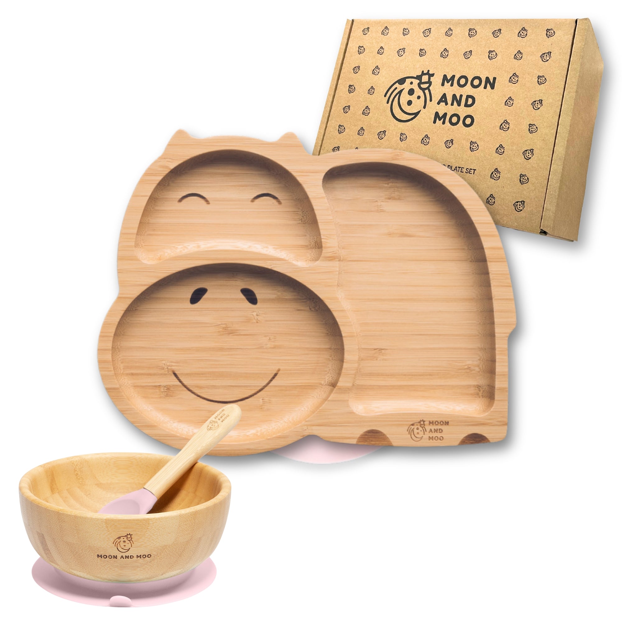 Bamboo Suction Hippo Plate & Bowl Set