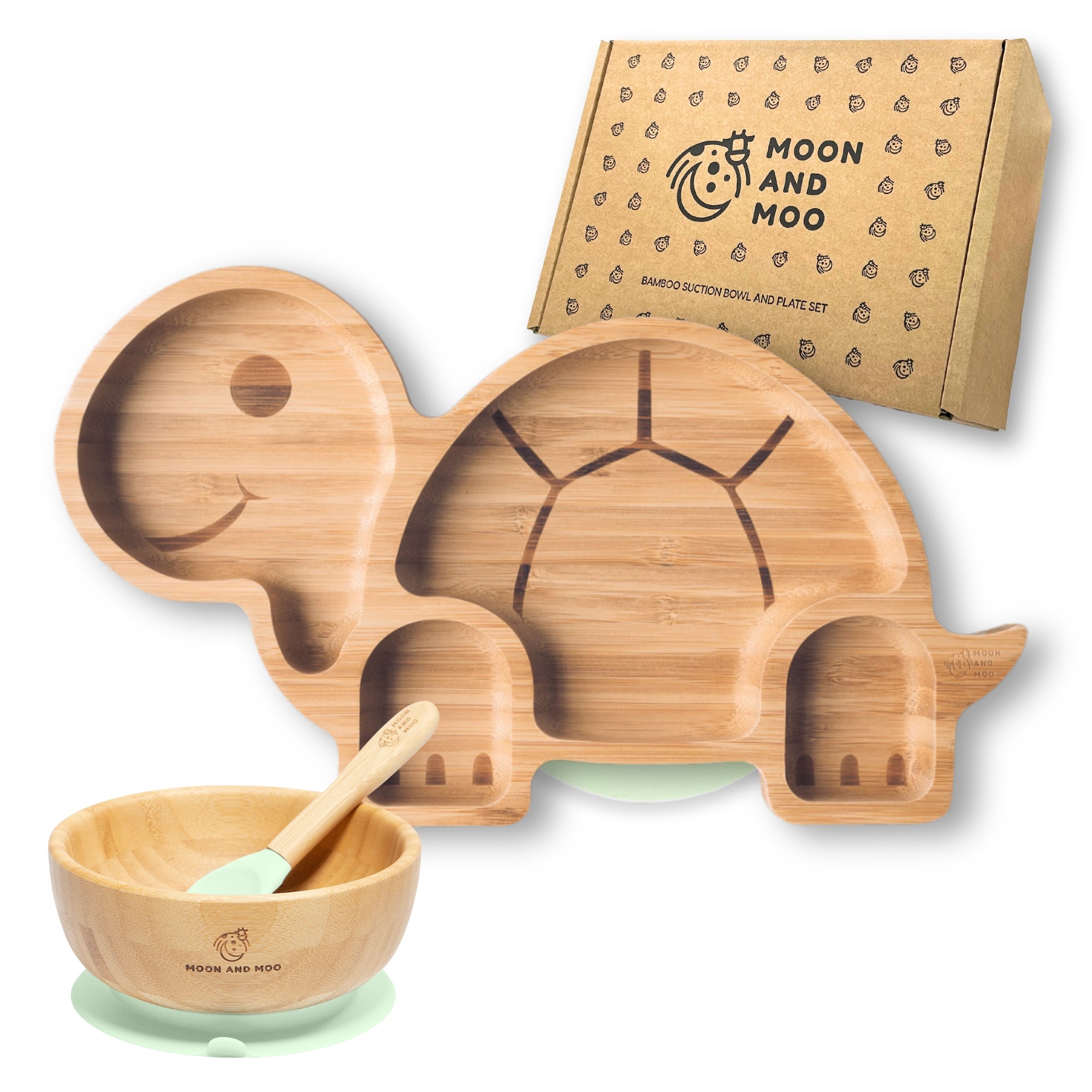 Bamboo Suction Tortoise Plate & Bowl Set