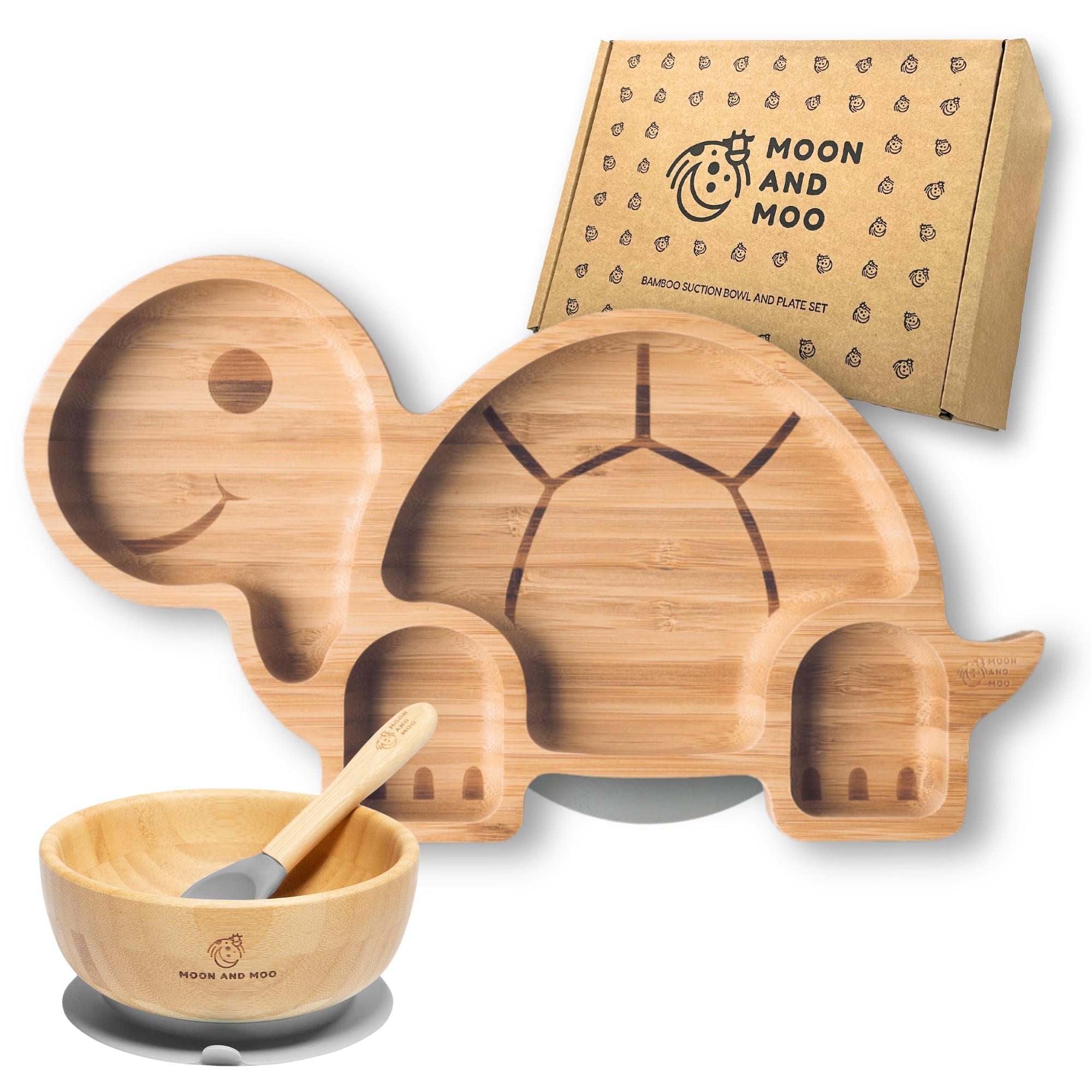 Bamboo Suction Tortoise Plate & Bowl Set