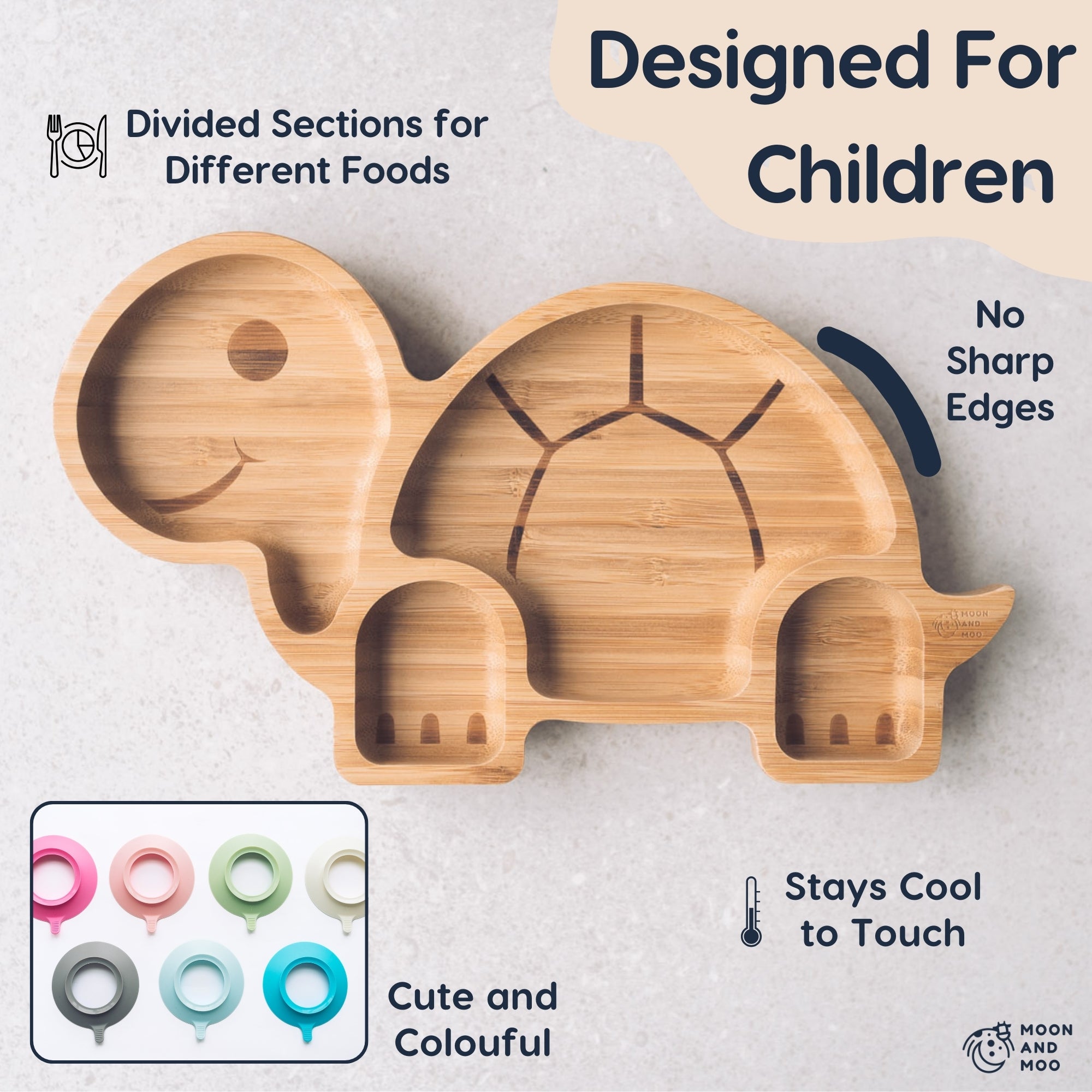 Bamboo Suction Tortoise Plate & Bowl Set