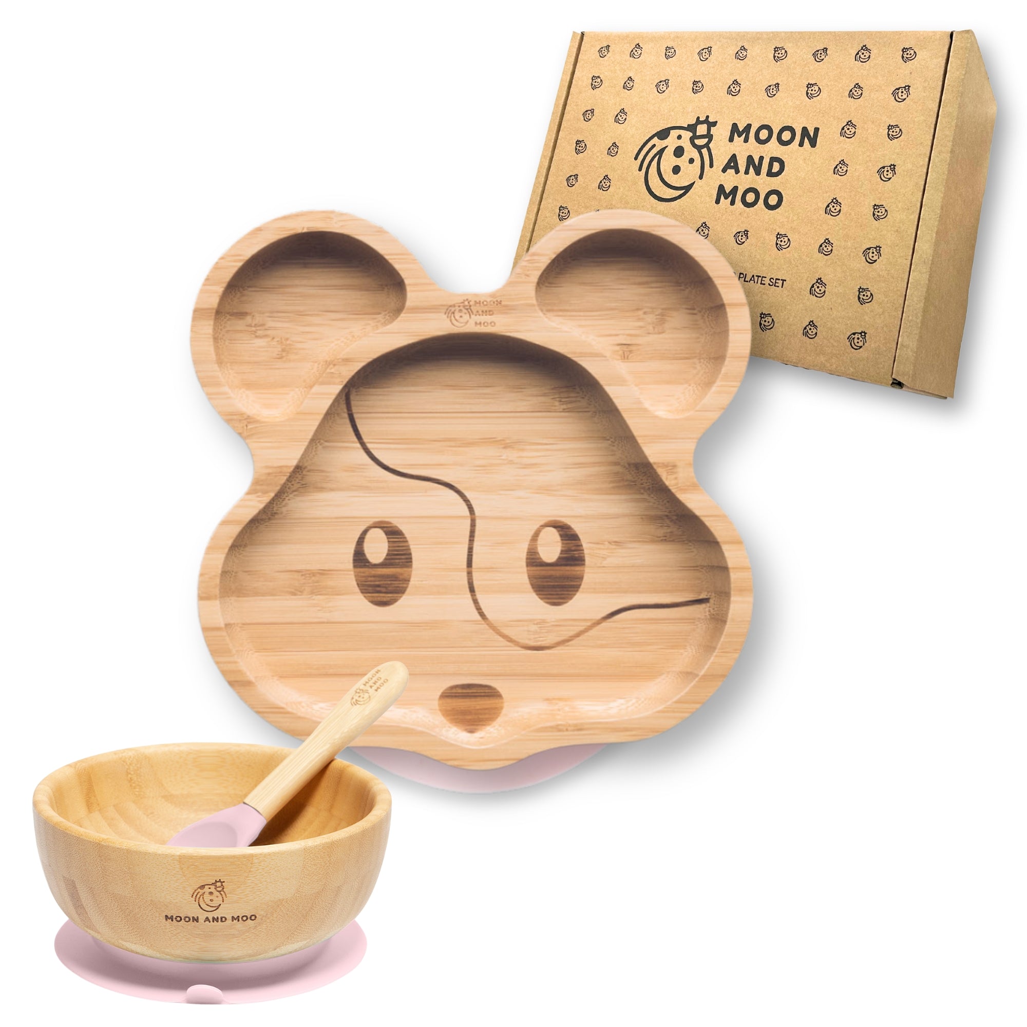 Bamboo Suction Mouse Plate & Bowl Set