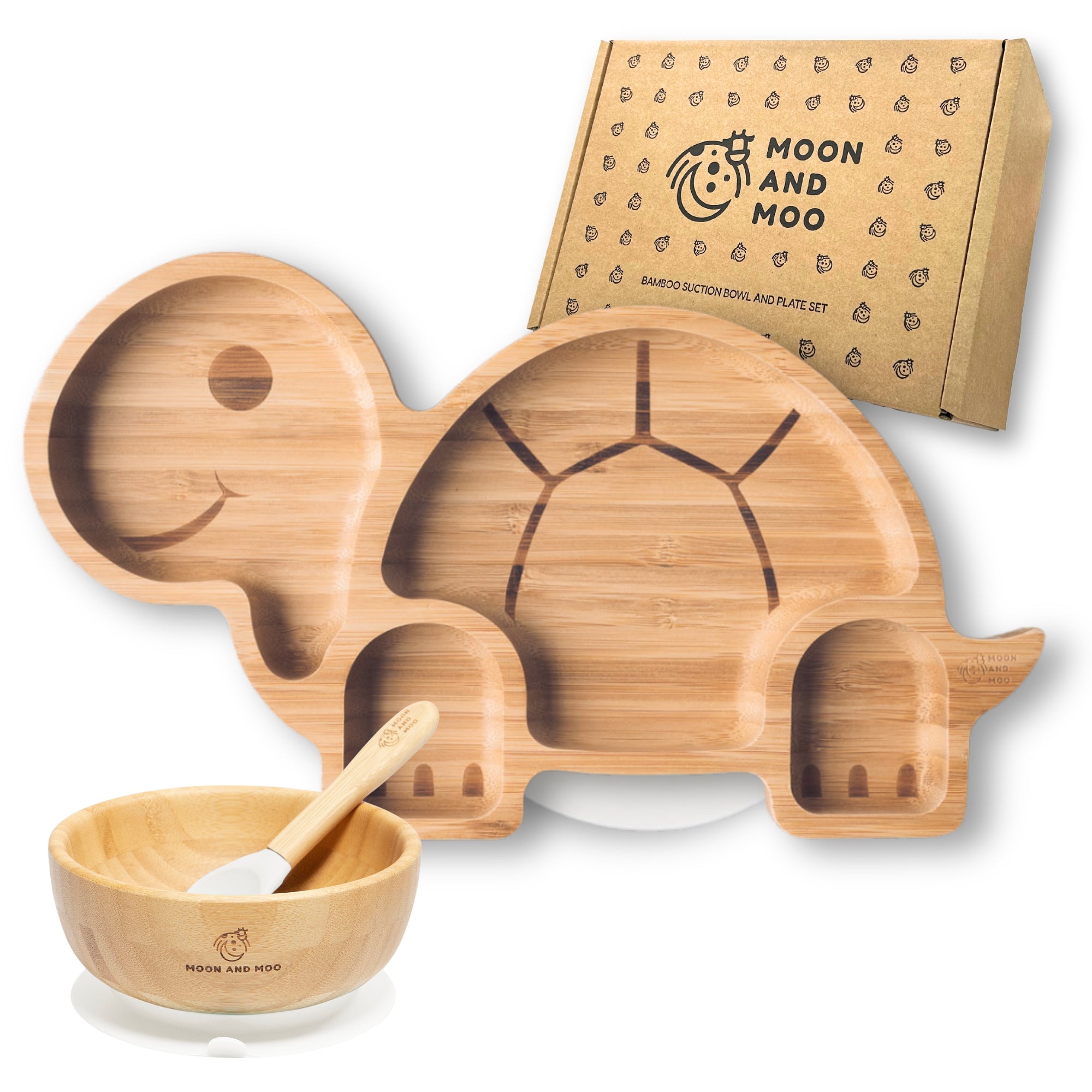 Bamboo Suction Tortoise Plate & Bowl Set