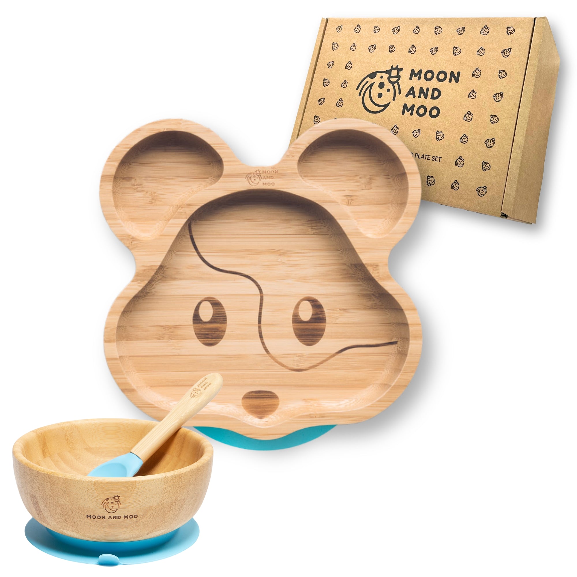 Bamboo Suction Mouse Plate & Bowl Set