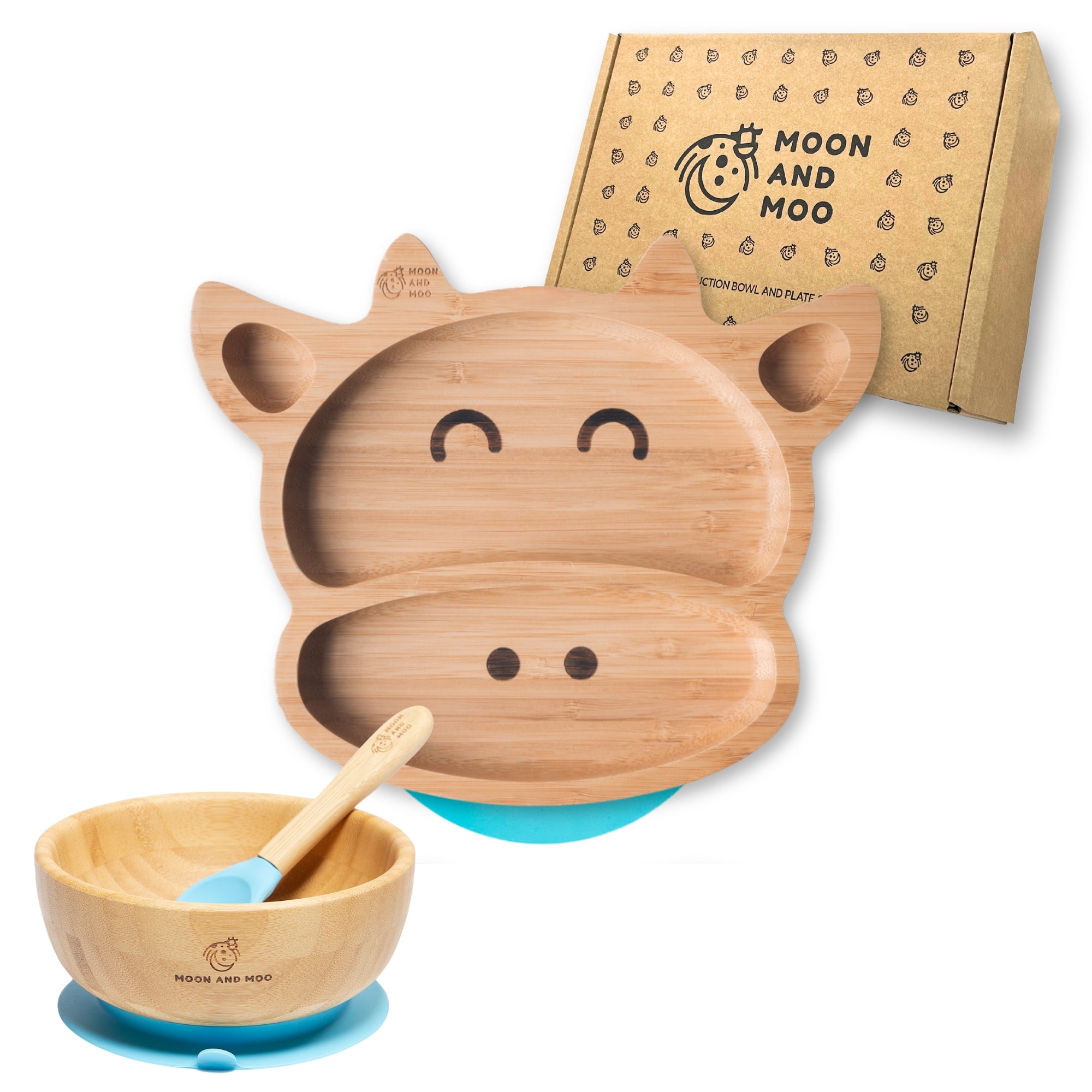 Bamboo Suction Cow Plate & Bowl Set