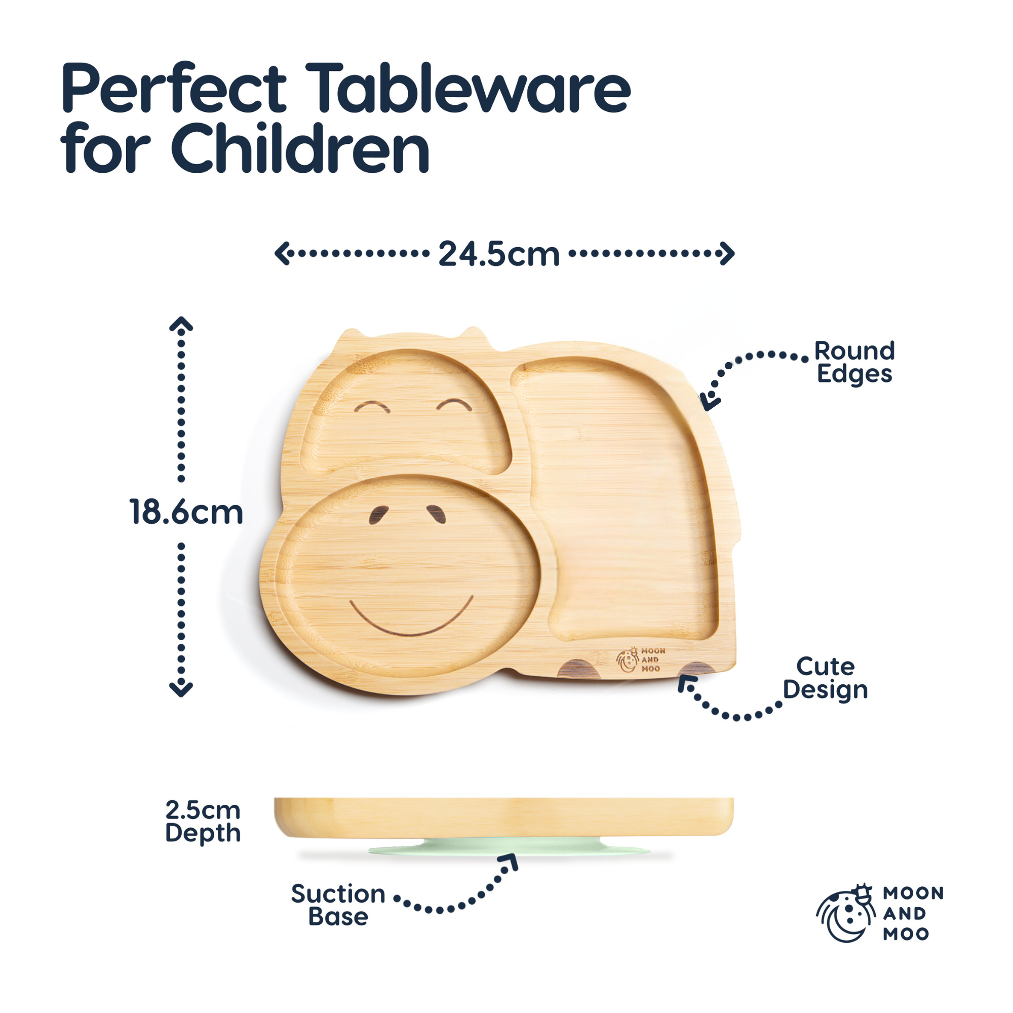 Bamboo Suction Hippo Plate & Bowl Set