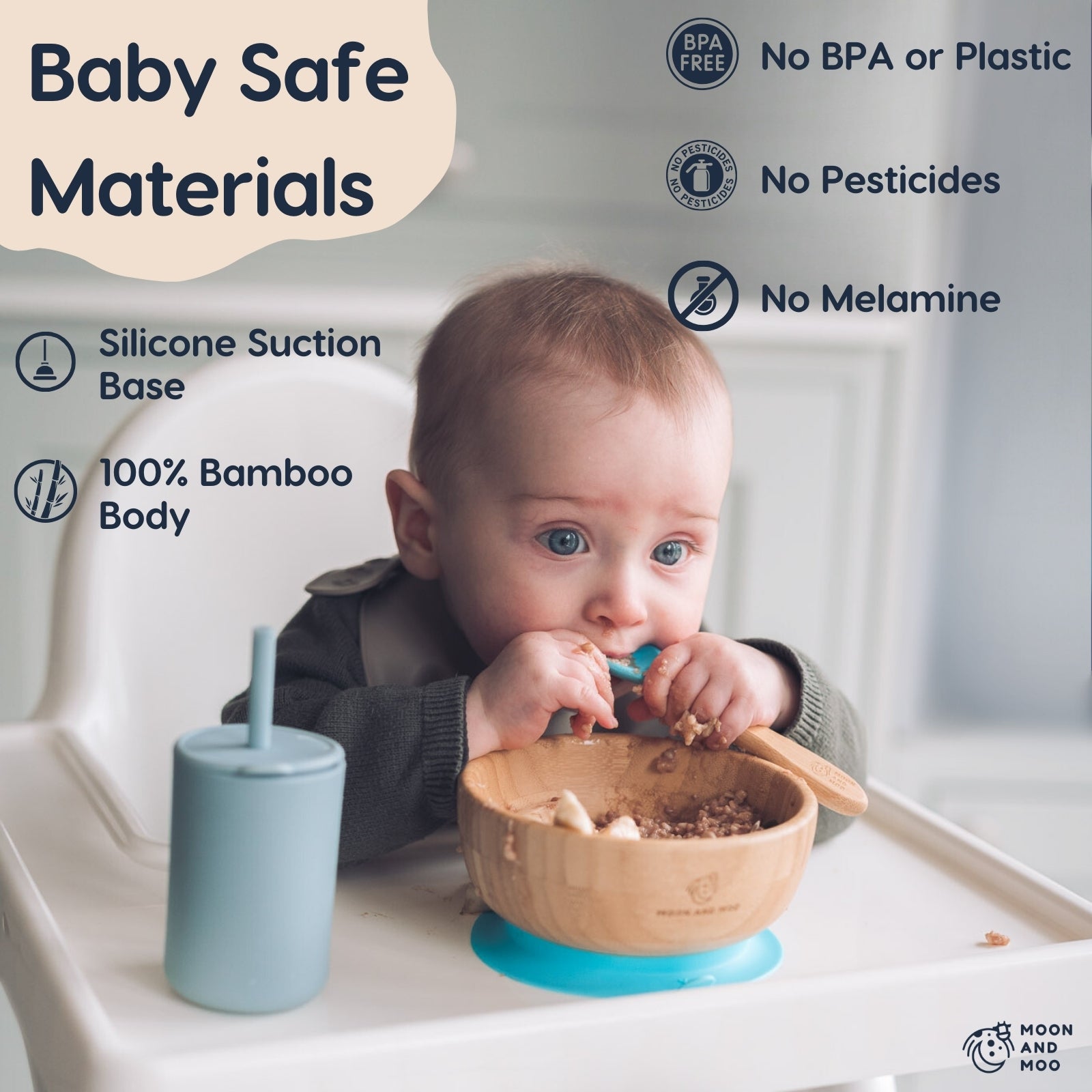 Bamboo Suction Hippo Plate & Bowl Set
