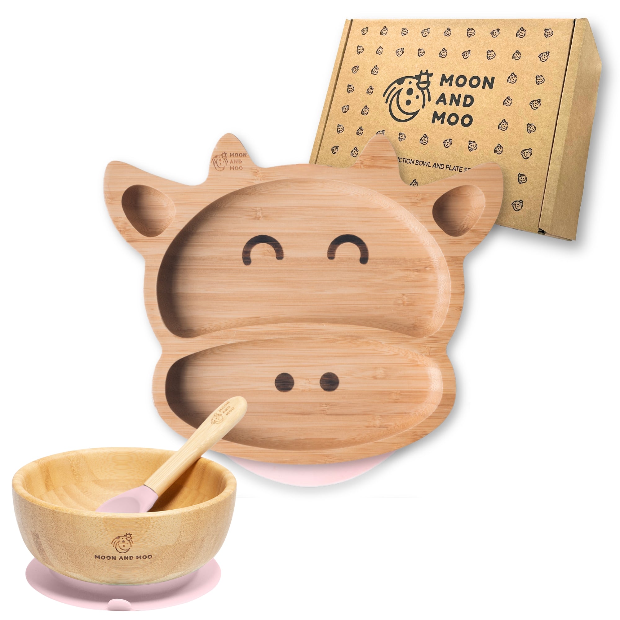 Bamboo Suction Cow Plate & Bowl Set