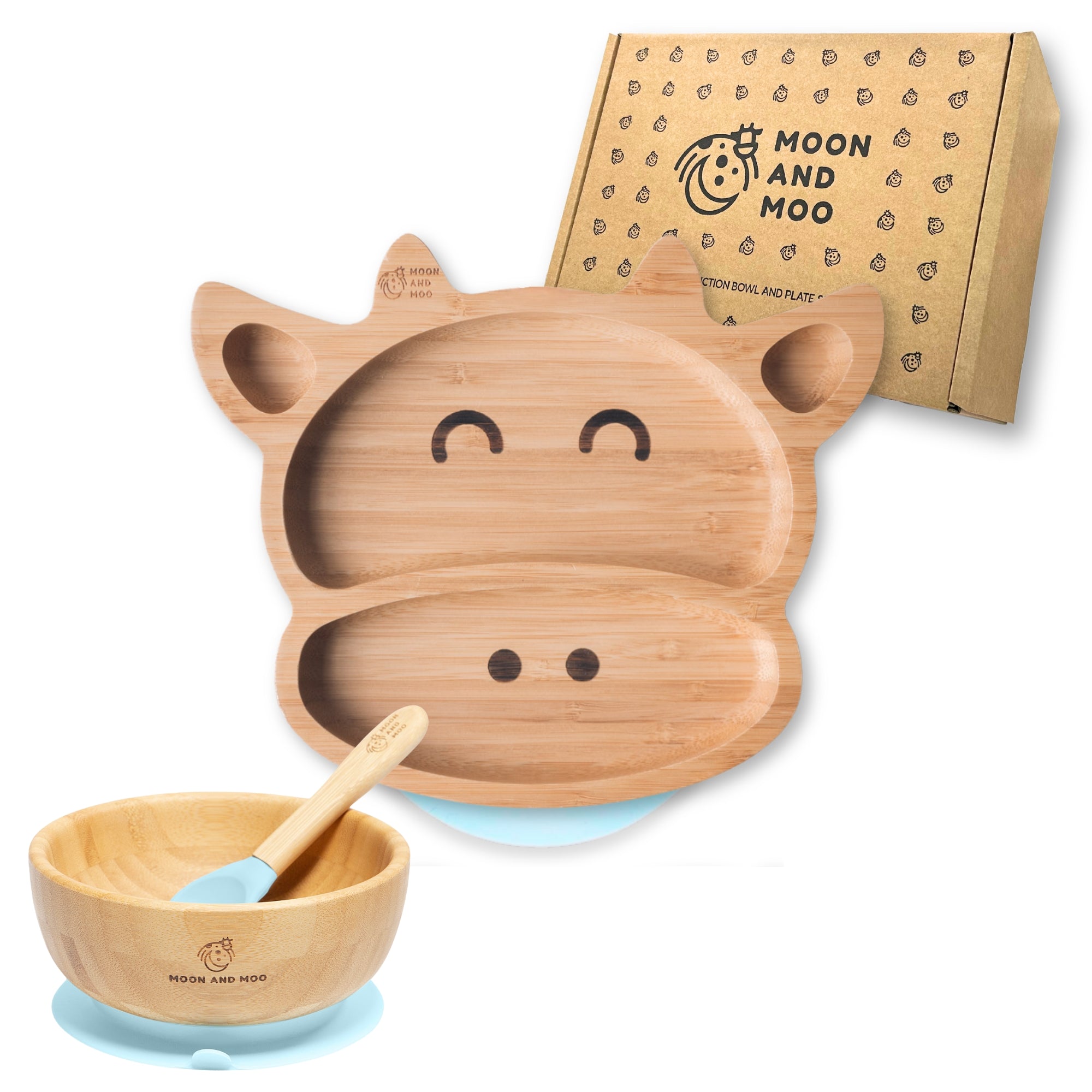 Bamboo Suction Cow Plate & Bowl Set